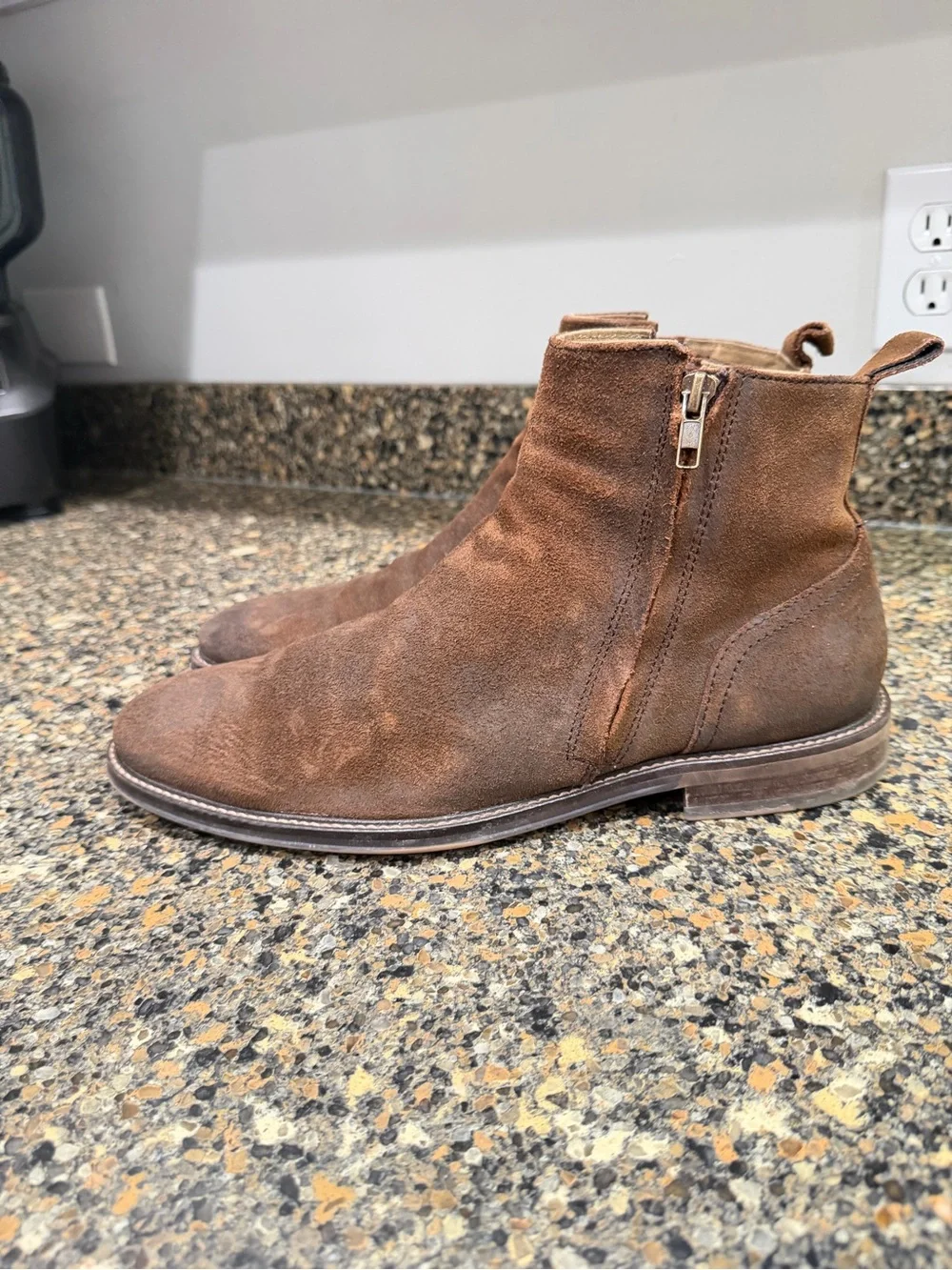 Mens Aston grey 9 Brown Suede Side-Zip Chelsea Boots